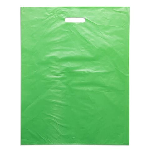 Large Lime Green Plastic Carry Bags 415x530mm (Qty:100)