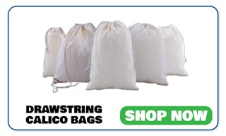 Drawstring Calico Bags Shop Now Button