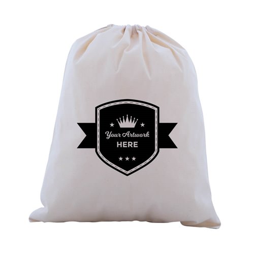 Custom Printed 1 Colour 1 Side XL Calico Drawstring Bags