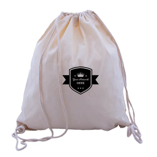 Custom Printed 1 Colour 2 Sides Calico Drawstring Bags 460x370mm