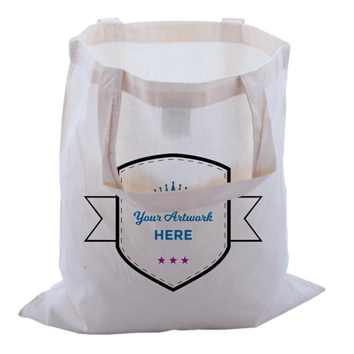 Custom Printed Large Calico Carry Bags 3 Colours 2 Sides 420x380mm