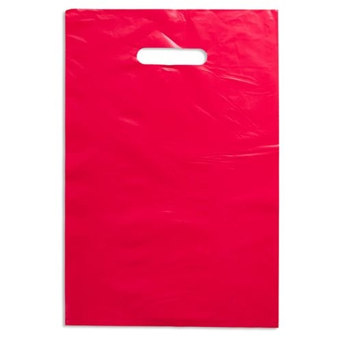 Medium Red Plastic Carry Bags 255x380mm (Qty:100)