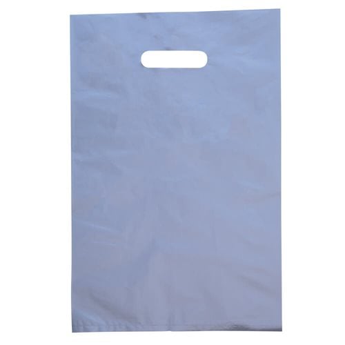 Medium Silver Plastic Carry Bags 255x380mm (Qty:100)