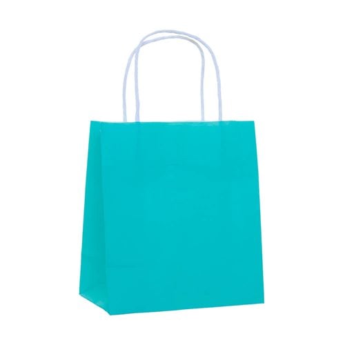 Aqua Blue Paper Carry Bags 170x200mm (Qty:50)