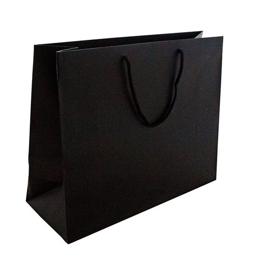 Black Boutique Rope Handle Gloss Bags 510x400mm (Qty:50)