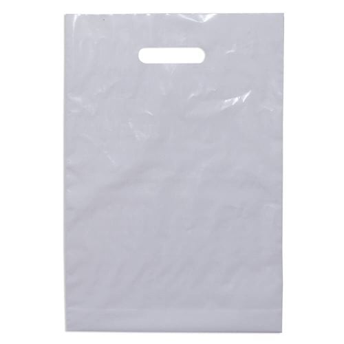 Medium White Plastic Carry Bags 260x380mm (Qty:100)