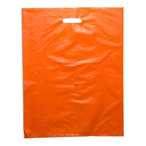 Large Orange Plastic Carry Bags 415x530mm (Qty:100)