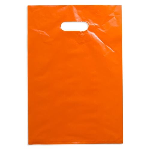 Medium Orange Plastic Carry Bags 255x380mm (Qty:100)