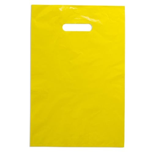 Medium Yellow Plastic Carry Bags 255x380mm (Qty:100)