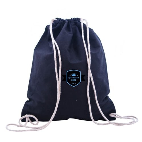 Custom Printed 1 Colour 2 Sides Black Calico Drawstring Bags 460x370mm