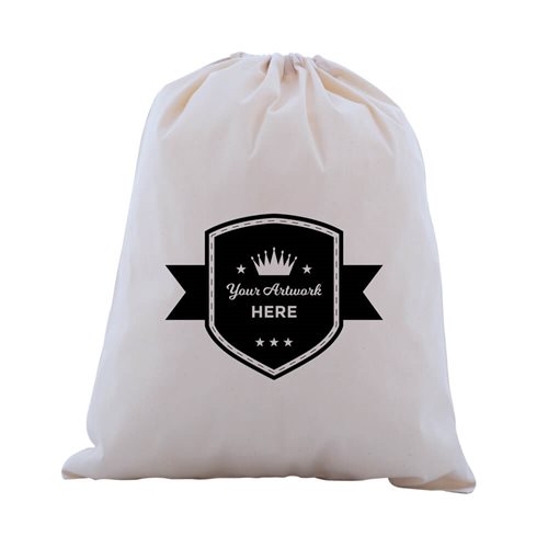 Custom Printed 1 Colour 2 Sides XL Calico Drawstring Bags