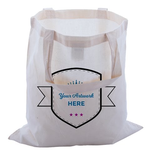 Custom Printed Large Calico Carry Bags 3 Colours 1 Side 420x380mm