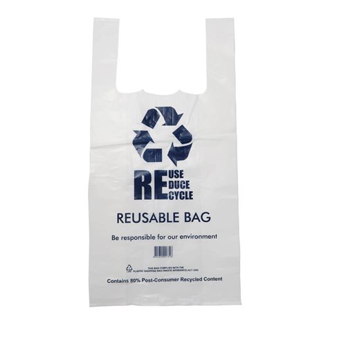 QLD Compliant Medium White Singlet Checkout Bags 250x500mm (Qty:1000)