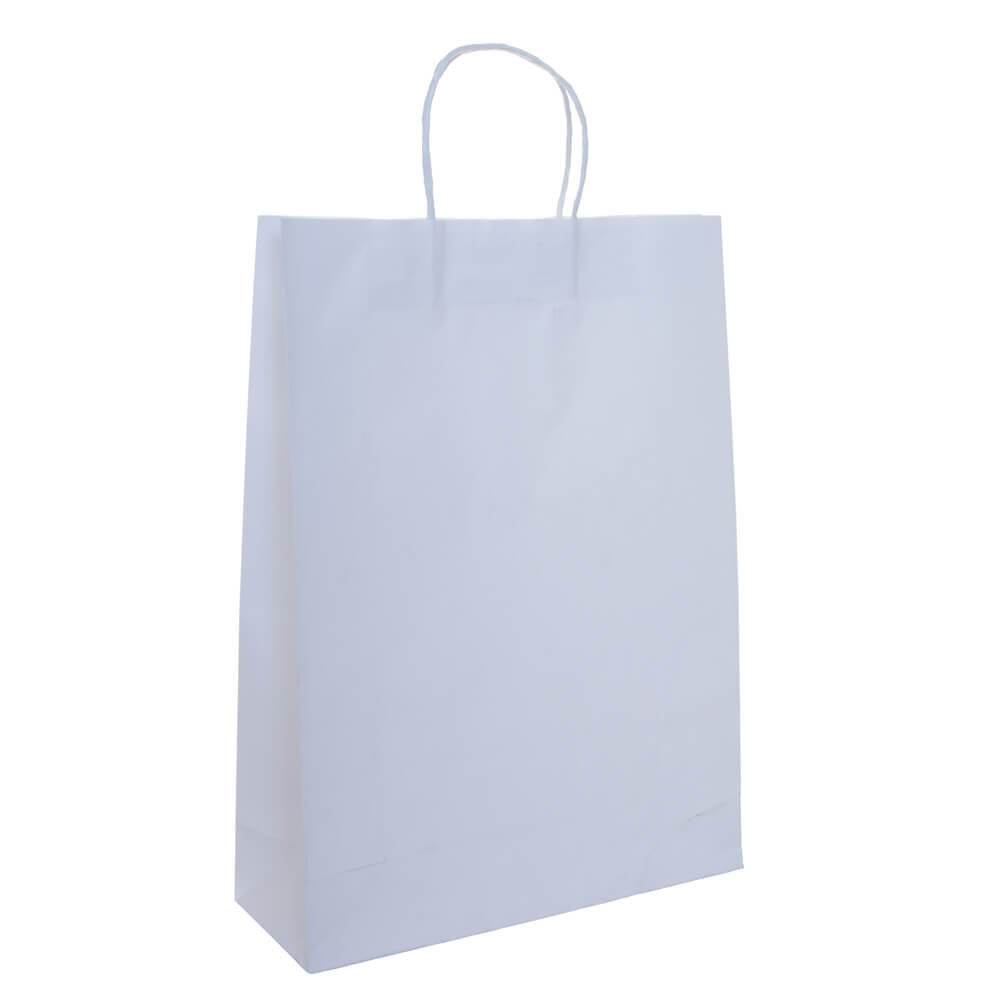 Medium white paper bag 50 pack. Fast delivery QIS Packaging