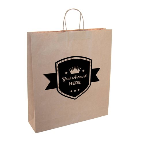 Custom Printed 1 Colour 1 Side Brown Paper Carry Bags 500x450mm