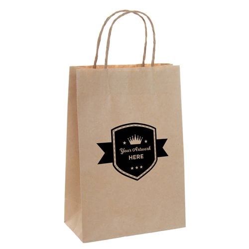 Express Printed Brown Paper Carry Bags 1 Colour 1 Side 290x200mm
