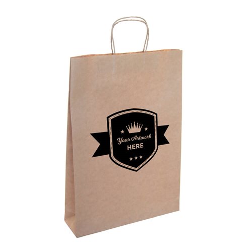 Custom Printed Large Brown Paper Carry Bags 1 Colour 1 Side 480x340mm