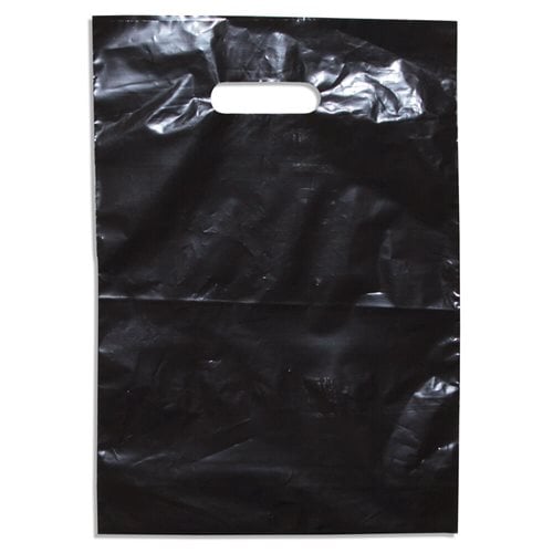 Medium Black Plastic Carry Bags 260x380mm (Qty:100)