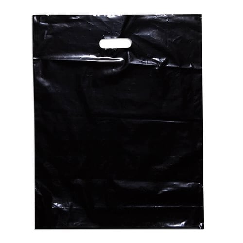 Extra-Large Black Plastic Carry Bags 415x530mm (Qty:100)