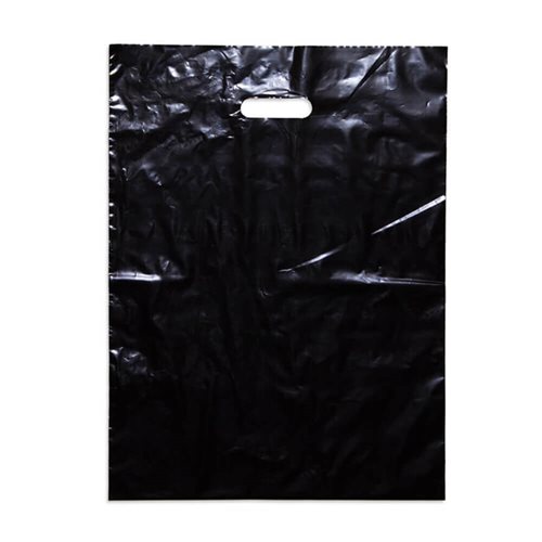 Large Black Plastic Carry Bags 385x500mm (Qty:100)