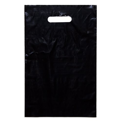 Medium Black Plastic Carry Bags 250x380mm (Qty:100)