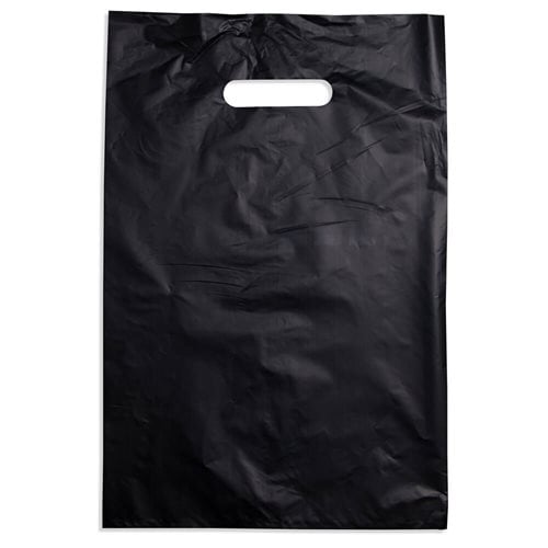 Medium Black Plastic Carry Bags 255x380mm (Qty:100)