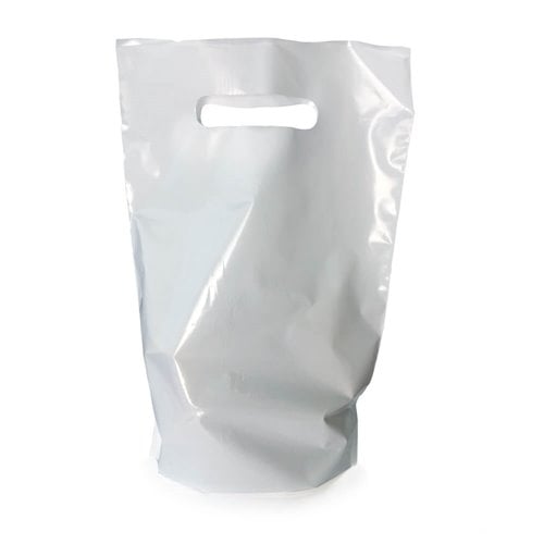 Small White Plastic Carry Bags 210x320mm + 70mm Bottom Gusset (Qty:100)