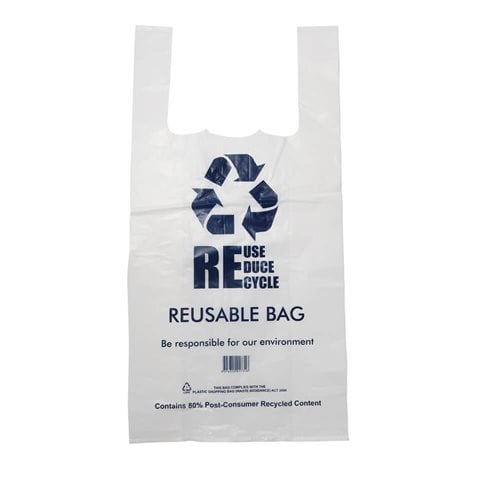 QLD Compliant Medium White Singlet Checkout Bags 250x500mm (Qty:1000)