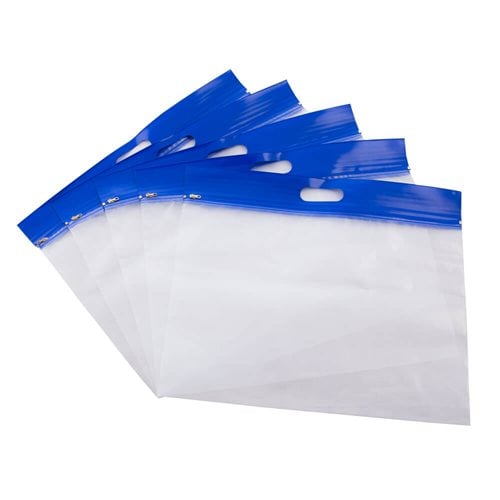 Plastic Zipper Document Bags with Handle 340x485mm (Qty:25)