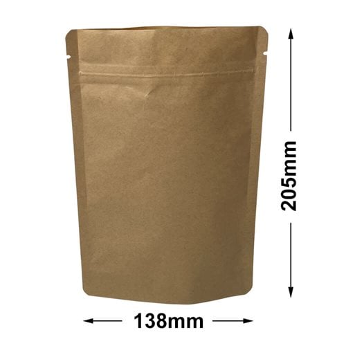 Stand-Up Resealable Kraft Paper Pouch Bags 138x205mm (Qty:100)