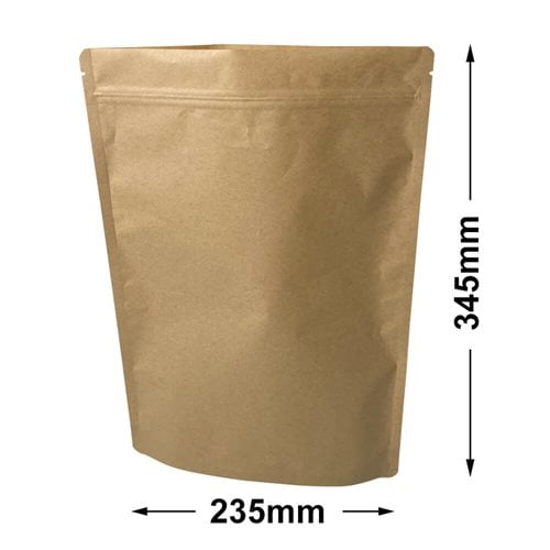Stand-Up Resealable Kraft Paper Pouch Bags 345x235mm (Qty:100)