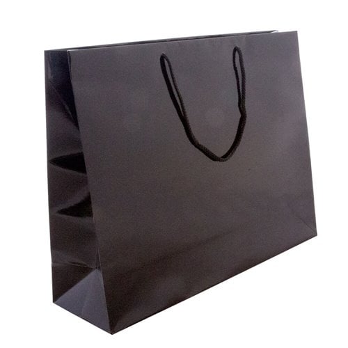 Black Boutique Rope Handle Gloss Bags 330x250mm (Qty:50)