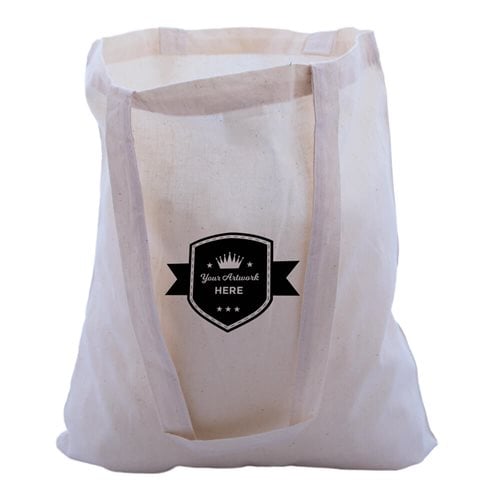 Custom Calico Carry Bags with Long Handles 1 Colour 1 Side 420x380mm