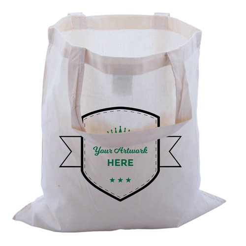 Custom Printed Large Calico Carry Bags 2 Colours 2 Sides 420x380mm