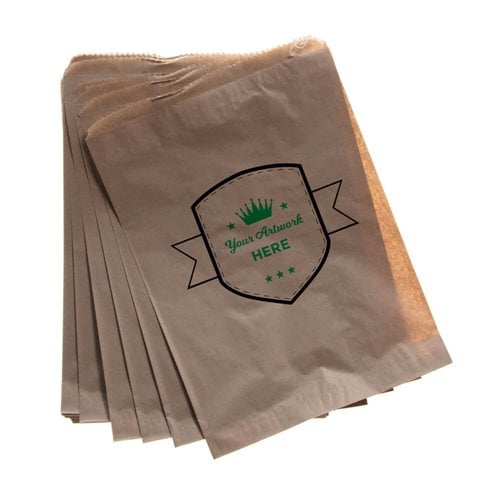 Extra Large Printed Flat Brown Paper Bags - Long 400mm x 275mm 2 Colours 1 Side