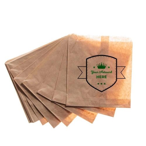 Large Printed Flat Brown Paper Bags - Square 300mm x 295mm 2 Colours 2 Sides