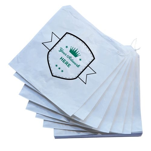 Extra small printed flat white paper bags - Square 205mm x 200mm 2 Colours 2 Sides