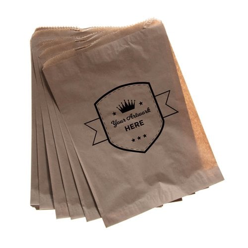 Extra Large Printed Flat Brown Paper Bags - Long 400mm x 275mm 1 Colour 1 Side