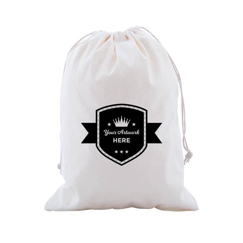 Custom Calico Drawstring Bags 350x250mm 1 Colour 2 Sides