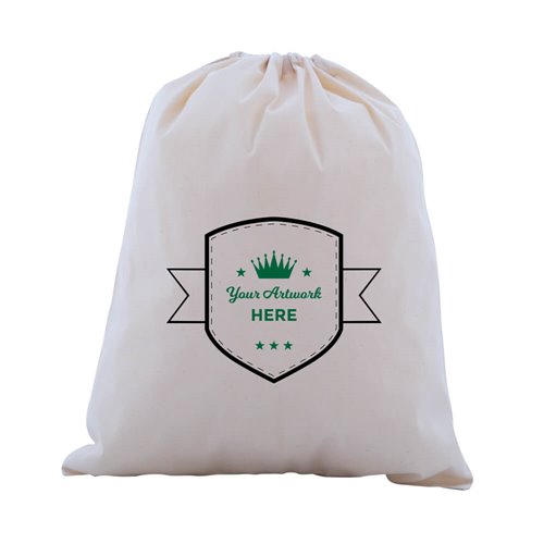 Custom Printed 2 Colours 1 Side XL Calico Drawstring Bags