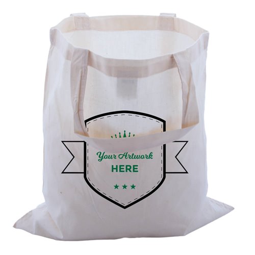 Custom Printed Large Calico Carry Bags 2 Colours 1 Side 420x380mm