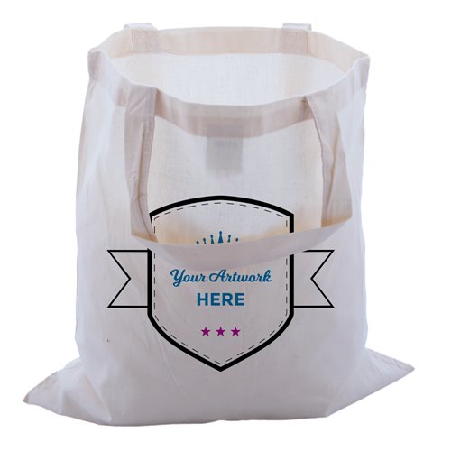 Custom Printed Large Calico Carry Bags 3 Colours 1 Side 420x380mm