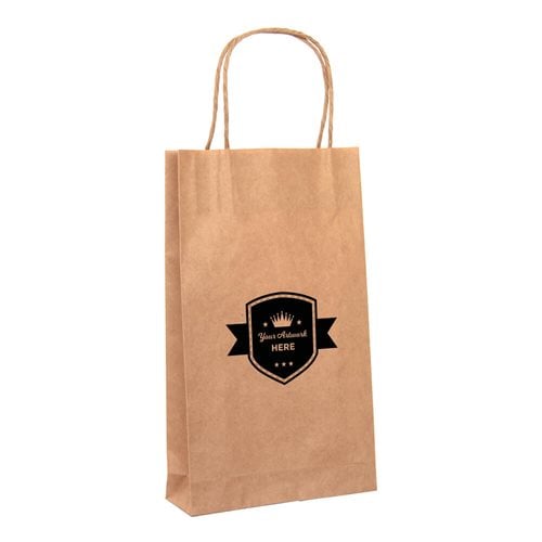 Custom Printed Brown Paper Carry Bag 1 Colour 1 Side 265x160mm