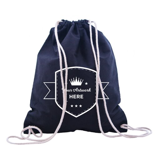 Custom Printed 1 Colour 1 Side Black Calico Drawstring Bags 460x370mm