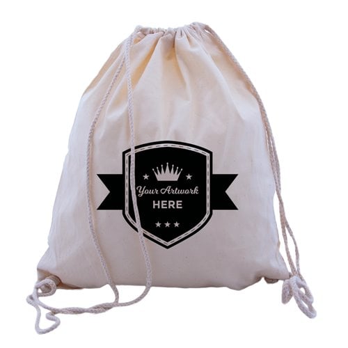 Custom Printed 1 Colour 1 Side Calico Drawstring Bags 460x370mm