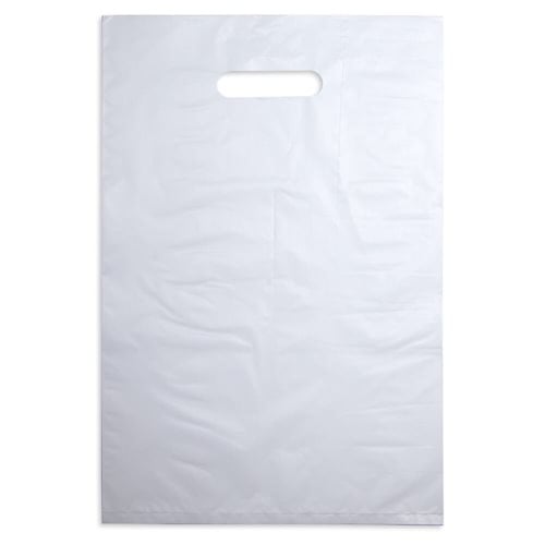 Medium White Plastic Carry Bags 255x380mm (Qty:100)