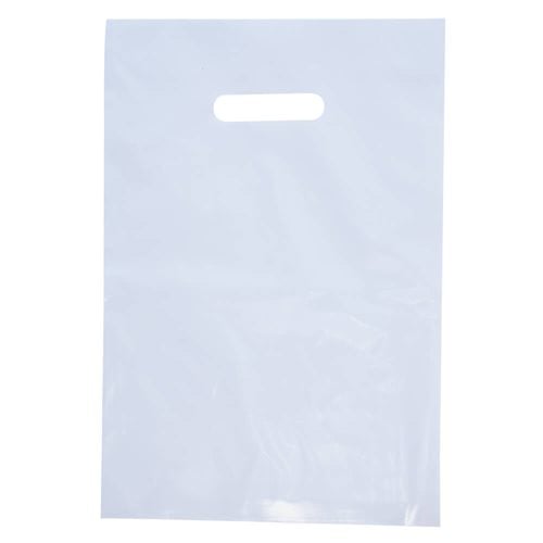 Medium White Plastic Carry Bags 250x380mm (Qty:100)