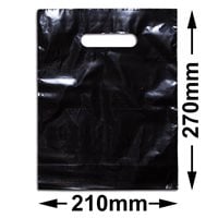 Small Plastic Carry Bag Black 210 x 270 + gusset