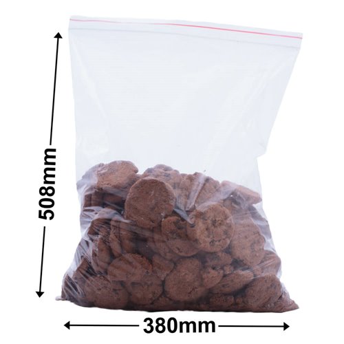 Resealable Press Seal Bags 380x508mm 50µm (Qty:500) - dimensions