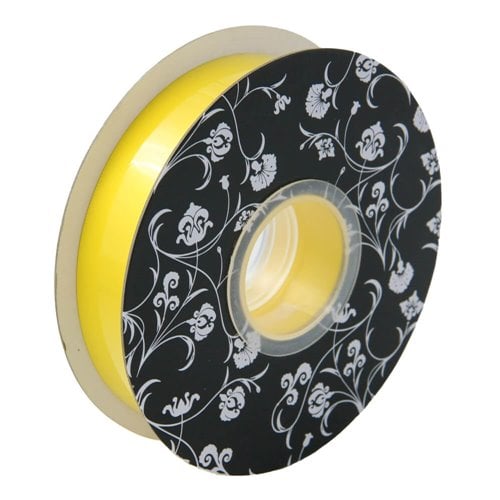 Double sided Satin Ribbon Yellow 25mm wide x 30m per roll - dimensions